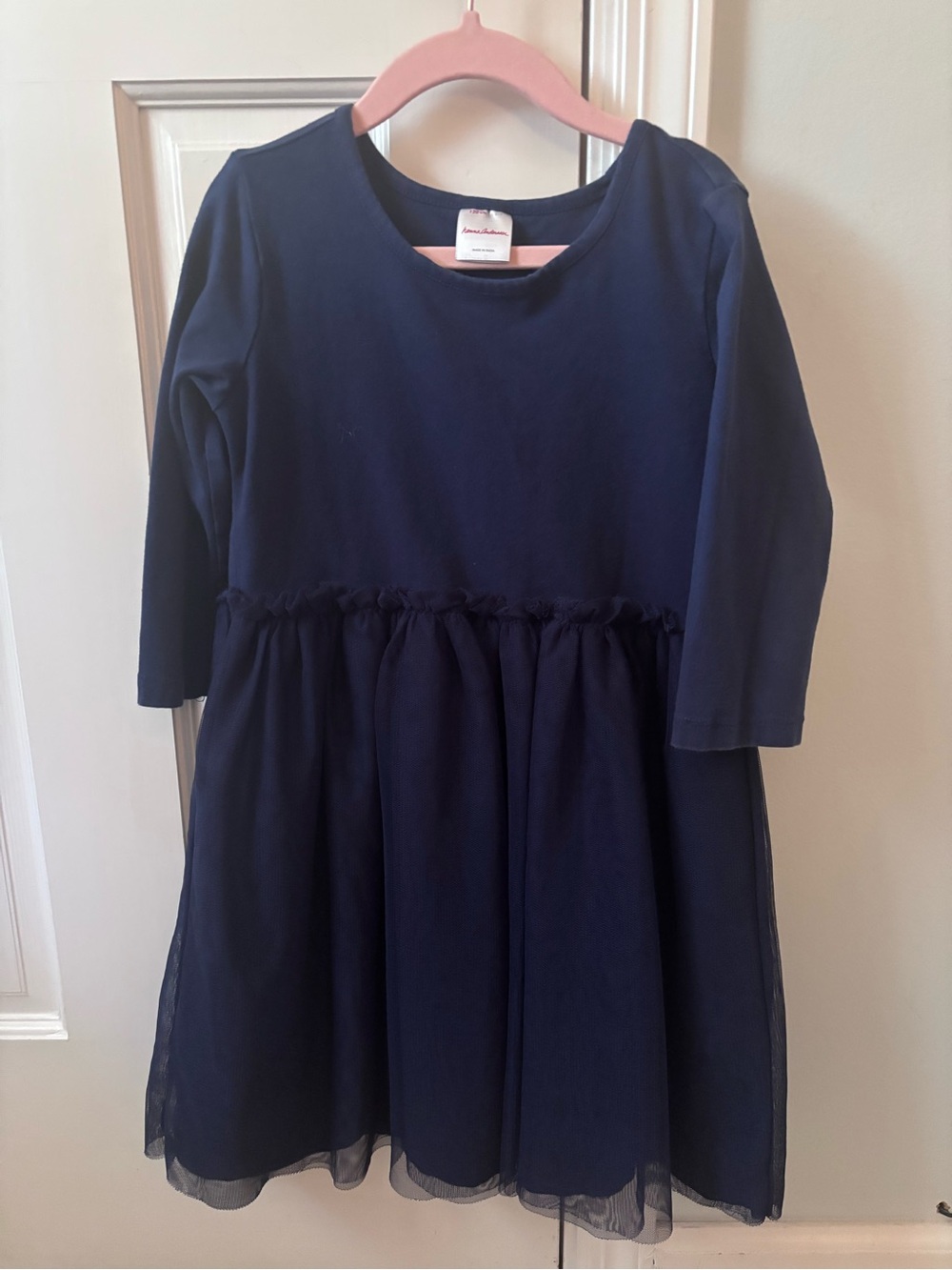Hanna Andersson Navy Long-Sleeve Tulle Dress
